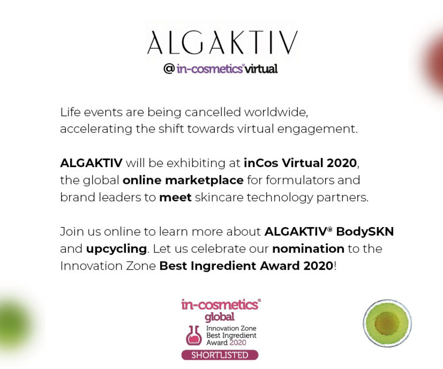 Algaktiv a in-cosmetics Virtual 2020